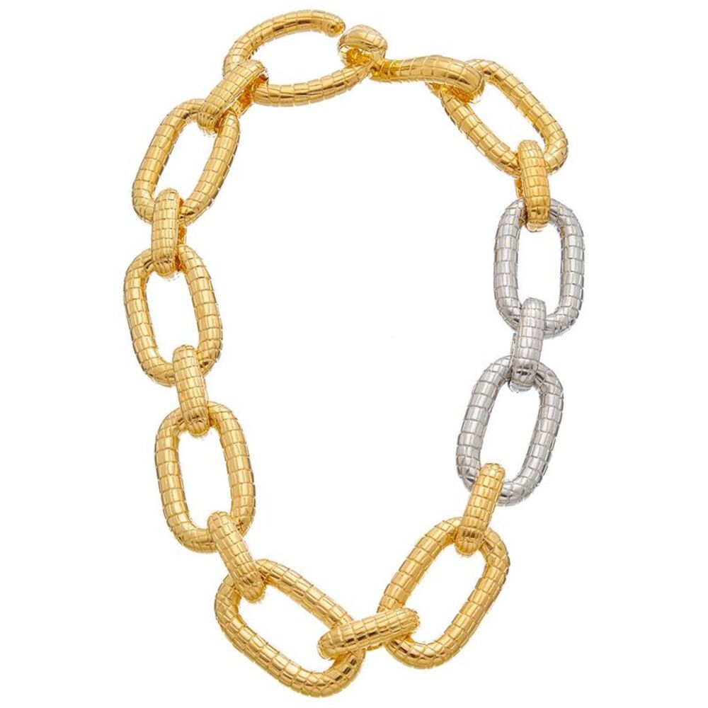 Oscar De La Renta Mosaic Chain Bicolor Necklace